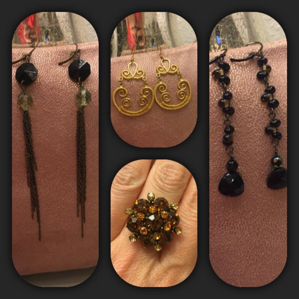 Earrings and cocktail ring bundle